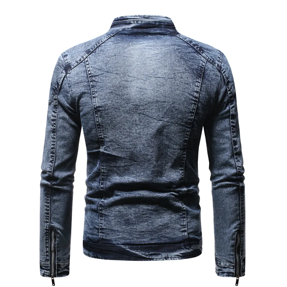 Men's Lapel Slim Fit Denim Jacket Coat Casual Button Up 3XL Long Sleeve  Tops New | eBay